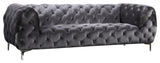 Mercer Velvet / Engineered Wood / Foam Contemporary Grey Velvet Sofa - 91" W x 35" D x 28.5" H