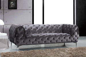 Mercer Velvet / Engineered Wood / Foam Contemporary Grey Velvet Sofa - 91" W x 35" D x 28.5" H