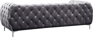 Mercer Velvet / Engineered Wood / Foam Contemporary Grey Velvet Sofa - 91" W x 35" D x 28.5" H
