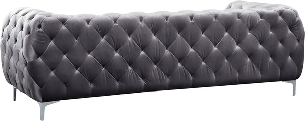 Mercer Velvet / Engineered Wood / Foam Contemporary Grey Velvet Sofa - 91" W x 35" D x 28.5" H