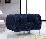 Mercer Velvet / Engineered Wood / Foam Contemporary Navy Velvet Chair - 47" W x 35" D x 28.5" H