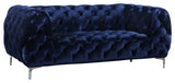 Mercer Velvet / Engineered Wood / Foam Contemporary Navy Velvet Loveseat - 72" W x 35" D x 28.5" H