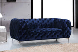 Mercer Velvet / Engineered Wood / Foam Contemporary Navy Velvet Loveseat - 72" W x 35" D x 28.5" H