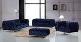 Mercer Velvet / Engineered Wood / Foam Contemporary Navy Velvet Loveseat - 72" W x 35" D x 28.5" H