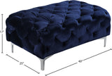 Mercer Velvet / Engineered Wood / Foam Contemporary Navy Velvet Ottoman - 40" W x 25" D x 17" H