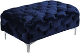 Mercer Velvet / Engineered Wood / Foam Contemporary Navy Velvet Ottoman - 40" W x 25" D x 17" H