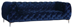 Mercer Velvet / Engineered Wood / Foam Contemporary Navy Velvet Sofa - 91" W x 35" D x 28.5" H
