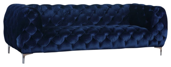 Mercer Velvet / Engineered Wood / Foam Contemporary Navy Velvet Sofa - 91" W x 35" D x 28.5" H
