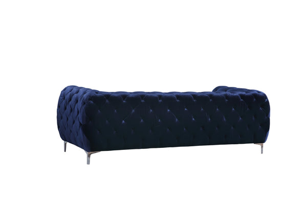 Mercer Velvet / Engineered Wood / Foam Contemporary Navy Velvet Sofa - 91" W x 35" D x 28.5" H