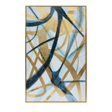 Sagebrook Home Contemporary 82x52, Abstract Hand Painted Oil Painting, Blue 70037 Blue Wood