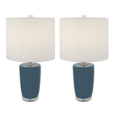 Sagebrook Home Transitional Set of 2 -  Ceramic 25" Table Lamps, Blue 50644-01 Blue Ceramic