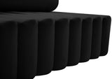 Melody Velvet / Engineered Wood / Foam Contemporary Black Velvet Loveseat - 58" W x 32.5" D x 28" H