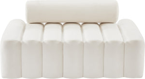 Melody Velvet / Engineered Wood / Foam Contemporary Cream Velvet Loveseat - 58" W x 32.5" D x 28" H