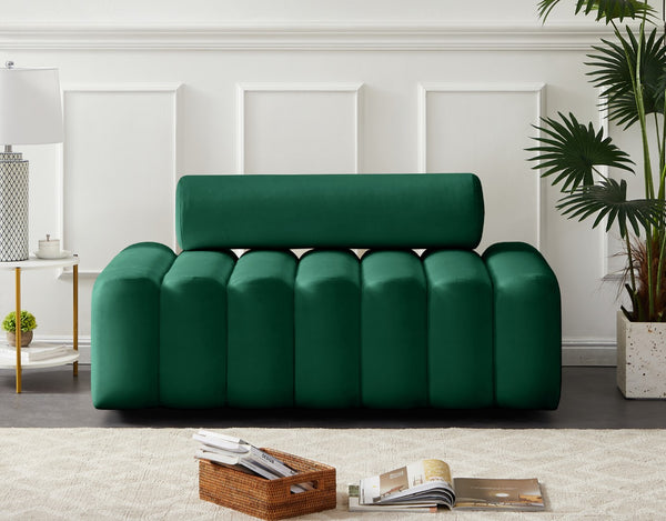 Melody Velvet / Engineered Wood / Foam Contemporary Green Velvet Loveseat - 58" W x 32.5" D x 28" H