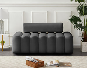 Melody Velvet / Engineered Wood / Foam Contemporary Grey Velvet Loveseat - 58" W x 32.5" D x 28" H
