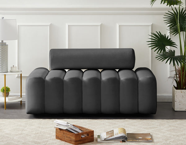 Melody Velvet / Engineered Wood / Foam Contemporary Grey Velvet Loveseat - 58" W x 32.5" D x 28" H