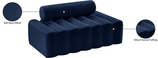 Melody Velvet / Engineered Wood / Foam Contemporary Navy Velvet Loveseat - 58" W x 32.5" D x 28" H