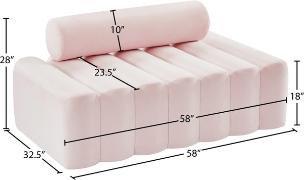 Melody Velvet / Engineered Wood / Foam Contemporary Pink Velvet Loveseat - 58" W x 32.5" D x 28" H