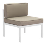 English Elm EE2972 100% Olefin, Aluminum Modern Commercial Grade Middle Chair Set - Set of 2 Taupe, White 100% Olefin, Aluminum