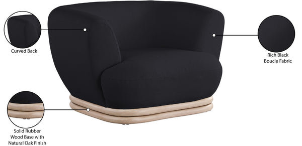 Kipton Boucle Fabric / Rubberwood / Engineered Wood / Foam Mid-Century Modern Black Boucle Fabric Chair - 46" W x 37.5" D x 28.5" H