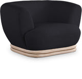 Kipton Boucle Fabric / Rubberwood / Engineered Wood / Foam Mid-Century Modern Black Boucle Fabric Chair - 46" W x 37.5" D x 28.5" H