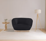 Kipton Boucle Fabric / Rubberwood / Engineered Wood / Foam Mid-Century Modern Black Boucle Fabric Chair - 46" W x 37.5" D x 28.5" H