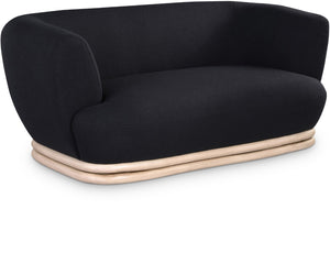 Kipton Boucle Fabric / Rubberwood / Engineered Wood / Foam Mid-Century Modern Black Boucle Fabric Loveseat - 70" W x 37.5" D x 28.5" H