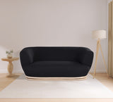 Kipton Boucle Fabric / Rubberwood / Engineered Wood / Foam Mid-Century Modern Black Boucle Fabric Loveseat - 70" W x 37.5" D x 28.5" H