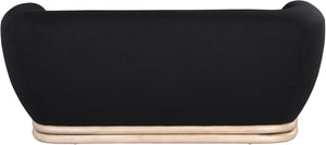 Kipton Boucle Fabric / Rubberwood / Engineered Wood / Foam Mid-Century Modern Black Boucle Fabric Loveseat - 70" W x 37.5" D x 28.5" H