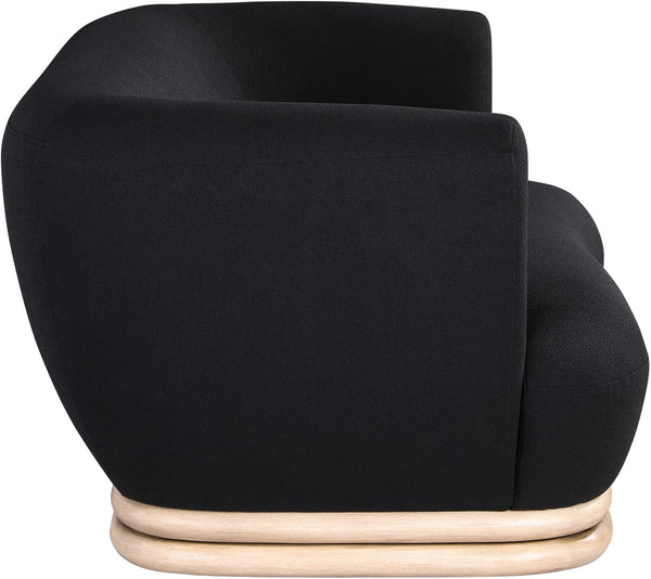 Kipton Boucle Fabric / Rubberwood / Engineered Wood / Foam Mid-Century Modern Black Boucle Fabric Loveseat - 70" W x 37.5" D x 28.5" H