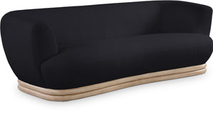 Kipton Boucle Fabric / Rubberwood / Engineered Wood / Foam Mid-Century Modern Black Boucle Fabric Sofa - 89.5" W x 39" D x 28.5" H