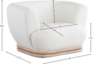 Kipton Boucle Fabric / Rubberwood / Engineered Wood / Foam Mid-Century Modern Cream Boucle Fabric Chair - 46" W x 37.5" D x 28.5" H
