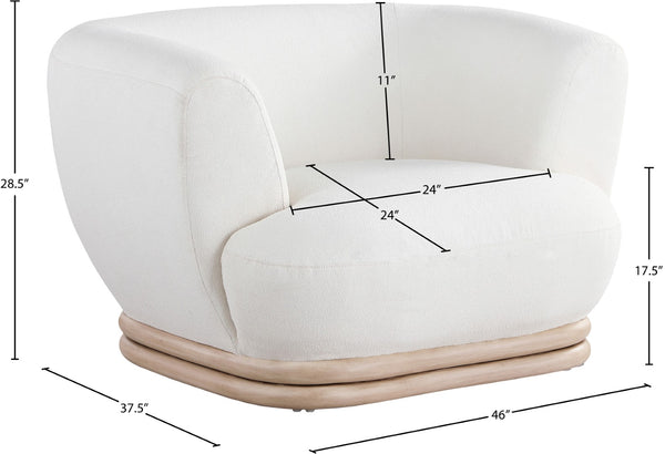 Kipton Boucle Fabric / Rubberwood / Engineered Wood / Foam Mid-Century Modern Cream Boucle Fabric Chair - 46" W x 37.5" D x 28.5" H