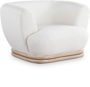 Kipton Boucle Fabric / Rubberwood / Engineered Wood / Foam Mid-Century Modern Cream Boucle Fabric Chair - 46" W x 37.5" D x 28.5" H