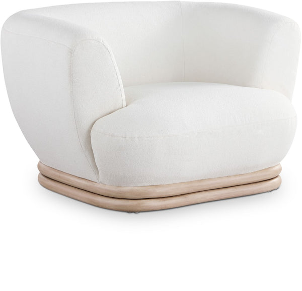Kipton Boucle Fabric / Rubberwood / Engineered Wood / Foam Mid-Century Modern Cream Boucle Fabric Chair - 46" W x 37.5" D x 28.5" H