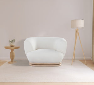Kipton Boucle Fabric / Rubberwood / Engineered Wood / Foam Mid-Century Modern Cream Boucle Fabric Chair - 46" W x 37.5" D x 28.5" H