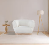 Kipton Boucle Fabric / Rubberwood / Engineered Wood / Foam Mid-Century Modern Cream Boucle Fabric Chair - 46" W x 37.5" D x 28.5" H