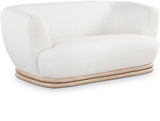 Kipton Boucle Fabric / Rubberwood / Engineered Wood / Foam Mid-Century Modern Cream Boucle Fabric Loveseat - 70" W x 37.5" D x 28.5" H