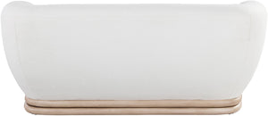 Kipton Boucle Fabric / Rubberwood / Engineered Wood / Foam Mid-Century Modern Cream Boucle Fabric Loveseat - 70" W x 37.5" D x 28.5" H