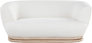 Kipton Boucle Fabric / Rubberwood / Engineered Wood / Foam Mid-Century Modern Cream Boucle Fabric Loveseat - 70" W x 37.5" D x 28.5" H
