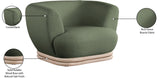 Kipton Boucle Fabric / Rubberwood / Engineered Wood / Foam Mid-Century Modern Green Boucle Fabric Chair - 46" W x 37.5" D x 28.5" H