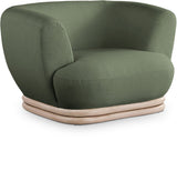 Kipton Boucle Fabric / Rubberwood / Engineered Wood / Foam Mid-Century Modern Green Boucle Fabric Chair - 46" W x 37.5" D x 28.5" H