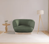 Kipton Boucle Fabric / Rubberwood / Engineered Wood / Foam Mid-Century Modern Green Boucle Fabric Chair - 46" W x 37.5" D x 28.5" H