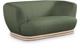 Kipton Boucle Fabric / Rubberwood / Engineered Wood / Foam Mid-Century Modern Green Boucle Fabric Loveseat - 70" W x 37.5" D x 28.5" H