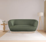 Kipton Boucle Fabric / Rubberwood / Engineered Wood / Foam Mid-Century Modern Green Boucle Fabric Loveseat - 70" W x 37.5" D x 28.5" H