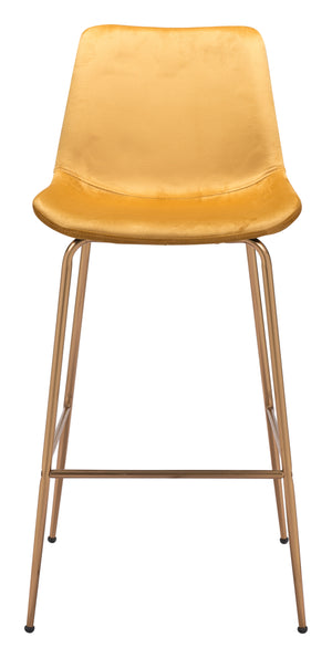 Zuo Modern Tony 100% Polyester, Plywood, Steel Modern Commercial Grade Barstool Yellow, Gold 100% Polyester, Plywood, Steel