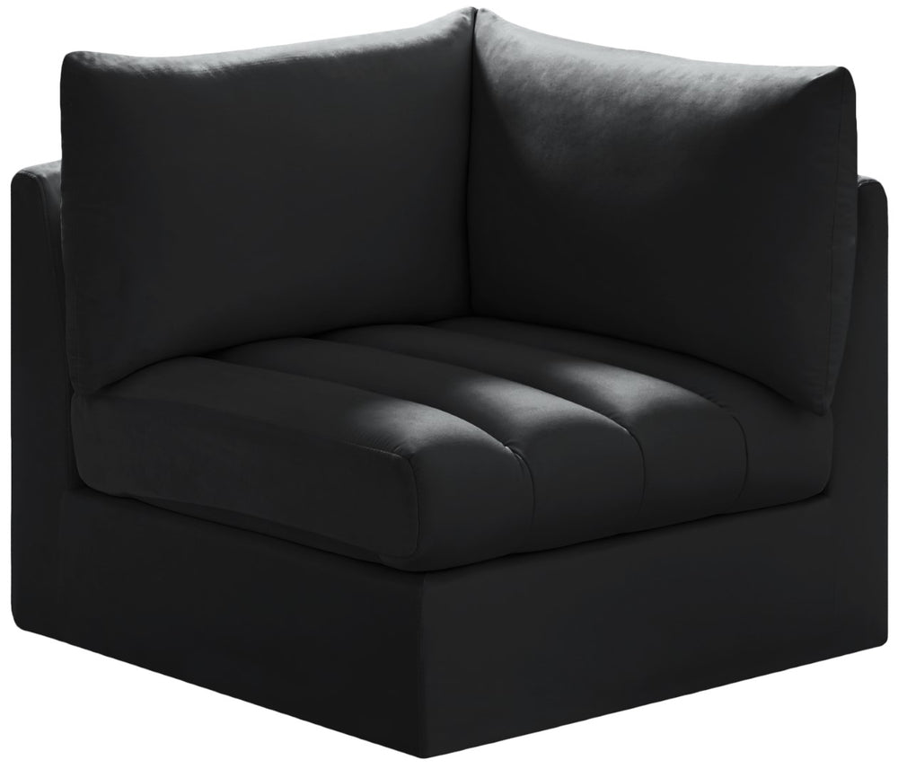 Jacob Velvet / Engineered Wood / Foam Contemporary Black Velvet Corner - 33" W x 34" D x 32" H