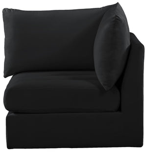 Jacob Velvet / Engineered Wood / Foam Contemporary Black Velvet Corner - 33" W x 34" D x 32" H