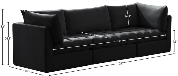 Jacob Velvet / Engineered Wood / Foam Contemporary Black Velvet Modular Sofa - 103" W x 34" D x 32" H