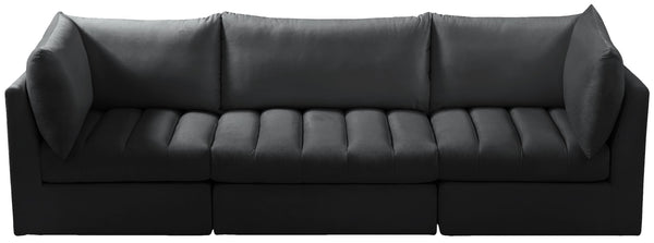 Jacob Velvet / Engineered Wood / Foam Contemporary Black Velvet Modular Sofa - 103" W x 34" D x 32" H